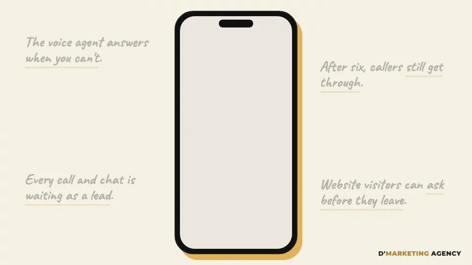 Stop losing customers to missed calls and unanswered chats: a short loop of the agent at work