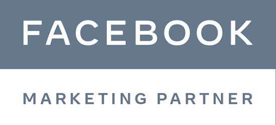 Facebook Marketing Partner logo with grey and white background.