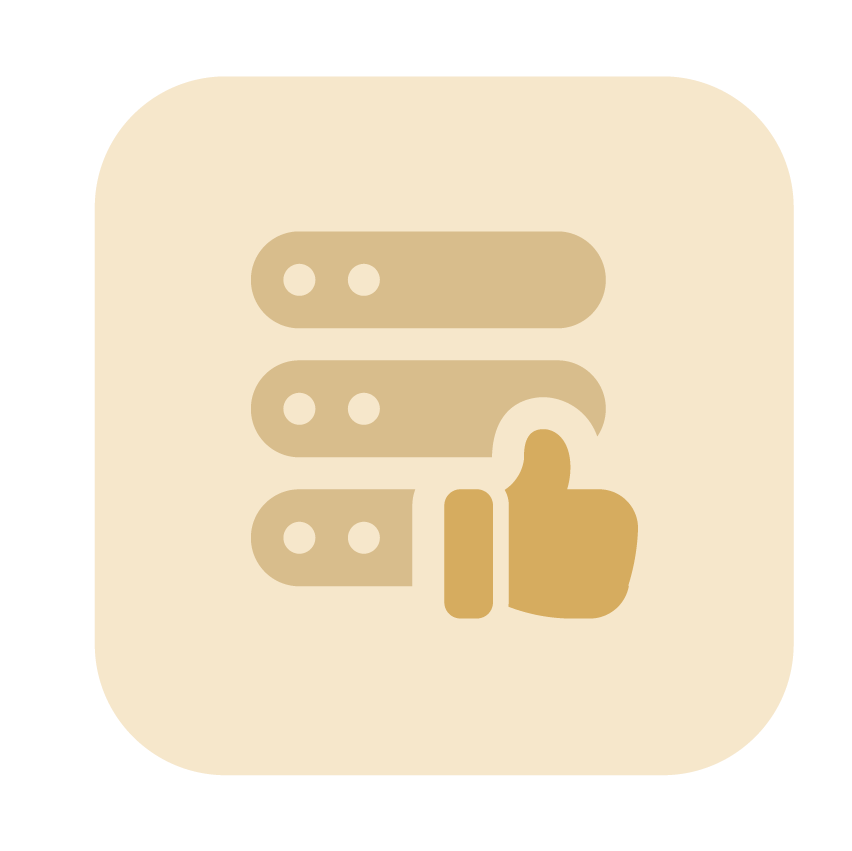 Three server icons stacked with a thumbs up symbol in front.