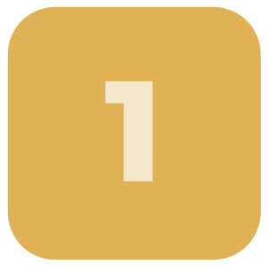 A large, light number 1 on a rounded square, mustard yellow background.