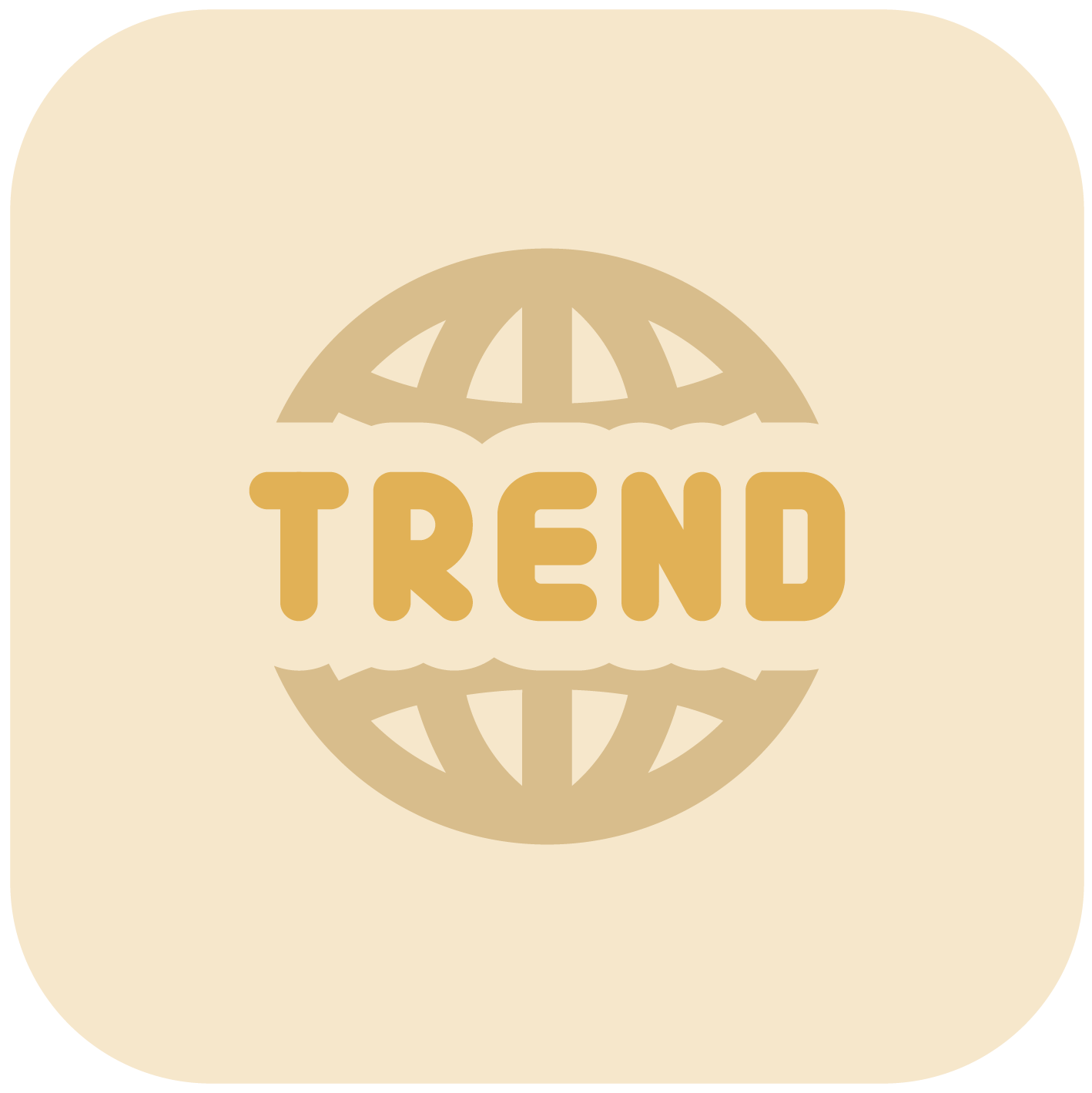 The word TREND over a globe icon on a beige background.