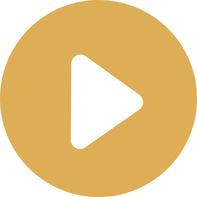 White play button icon on a gold circular background.