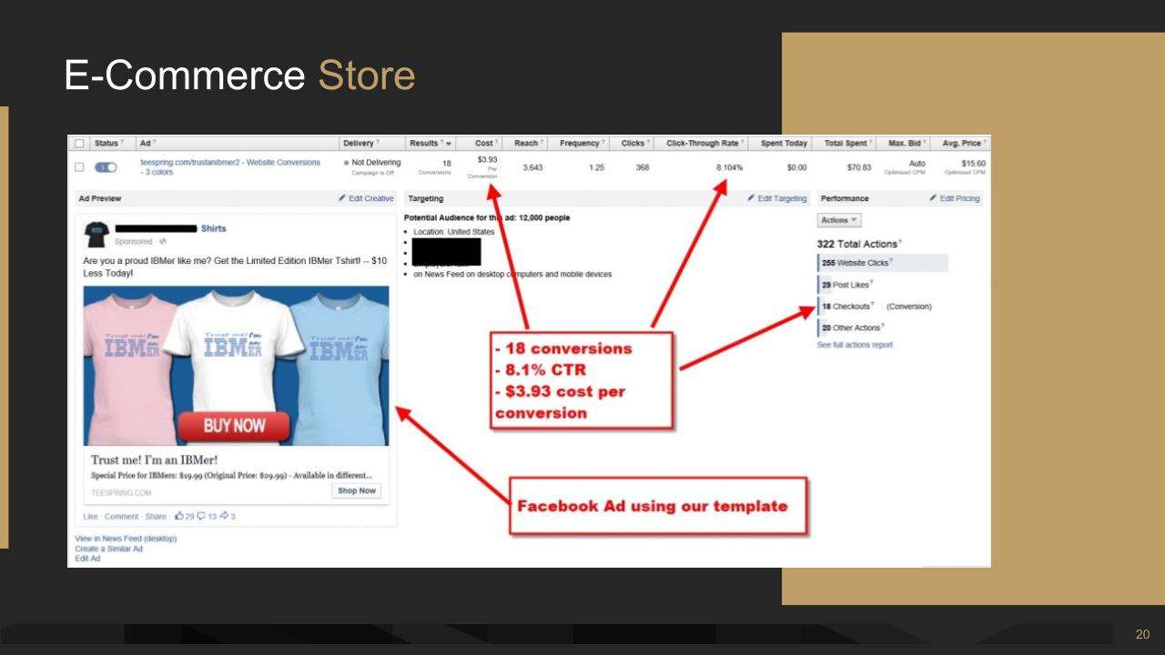 DMA social media ads results kit slide showing return on ad spend.