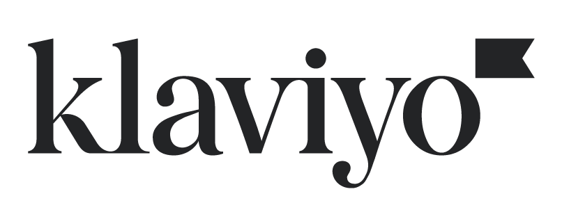 Klaviyo logo in black text with a small flag icon above the letter o.
